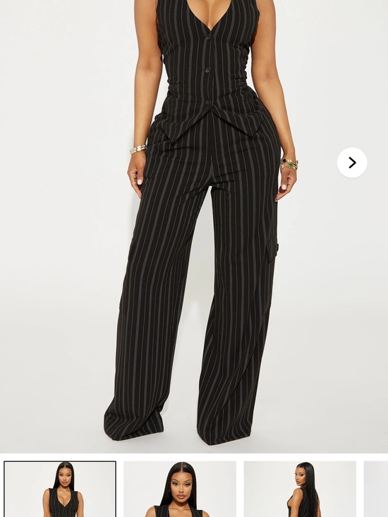 Fashion Nova Pants - Fashion Nova Black Pinstripe Wide-Leg Pants